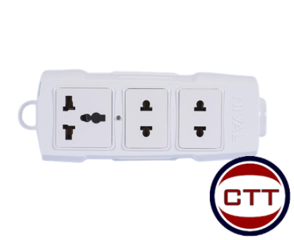 Ổ CẮM 3 LỔ 3000W CÓ MÀNG CHE NIVAL