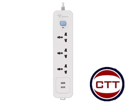 Ổ CẮM DÀI 3 Ổ 3 CHẤU 1 CÔNG TẮC 2 LỔ USB-N103U-GONGNIU