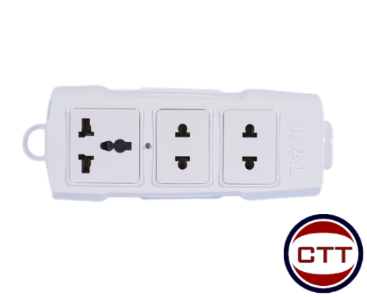 Ổ CẮM 3 LỔ 3000W CÓ MÀNG CHE NIVAL