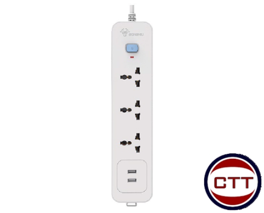 Ổ CẮM DÀI 3 Ổ 3 CHẤU 1 CÔNG TẮC 2 LỔ USB-N103U-GONGNIU